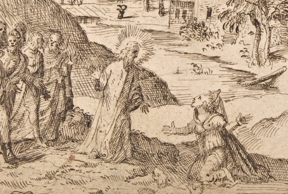 "Panoramic Mountainous Estuary Landscape, with Christ and the Woman of Canaan" (detail) by Lucas Gassel, mid-16th century (Metropolitan Museum of Art) "Panoramic Mountainous Estuary Landscape, with Christ and the Woman of Canaan" (detail) by Lucas Gassel, mid-16th century (Metropolitan Museum of Art)